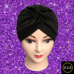 BLACK Glitter Slip-On Turban