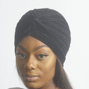 Black Velvet Slip On Turban