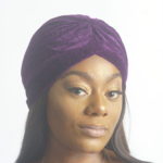 Purple Velvet Slip On Turban
