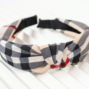 Brown Checkered Print Headband 3