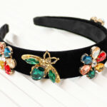 Colourful Crystals Black Velvet Headband