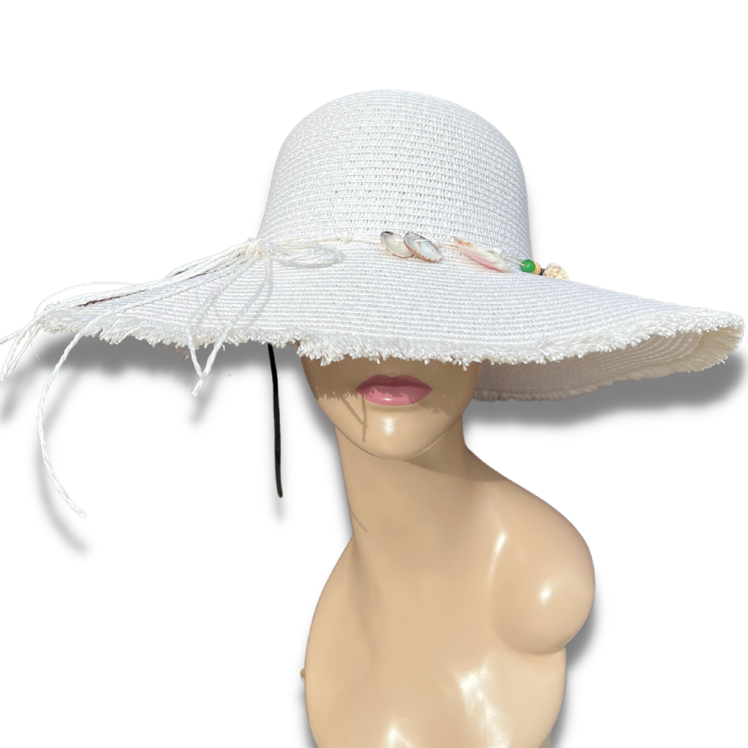White BEACH BAE Summer Straw Hat White BEACH BAE Summer Straw Hat