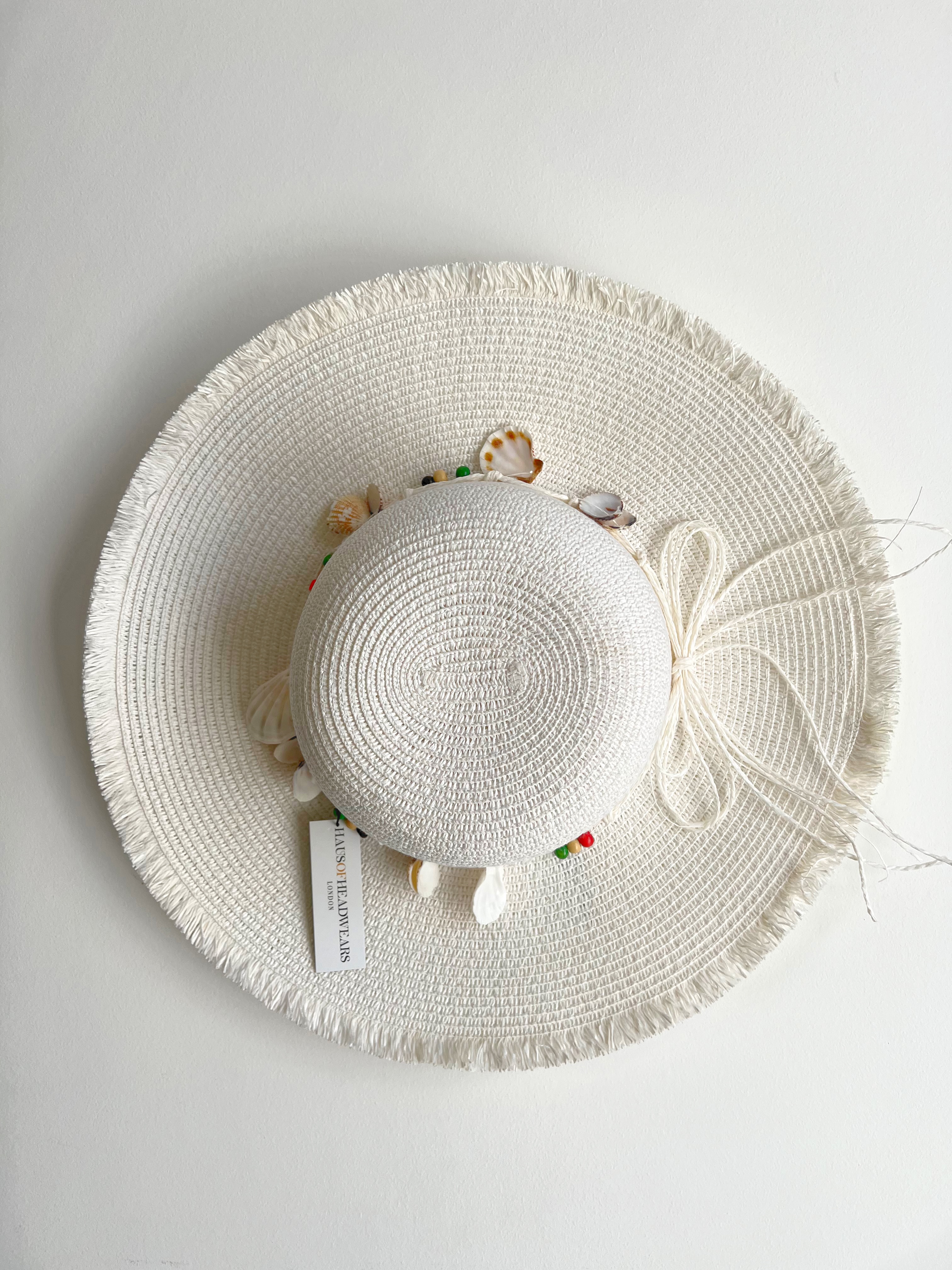 White BEACH BAE Summer Straw Hat White BEACH BAE Summer Straw Hat