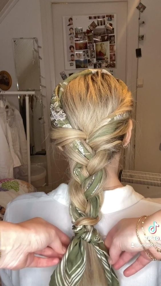 Ponytail with a satin scarf