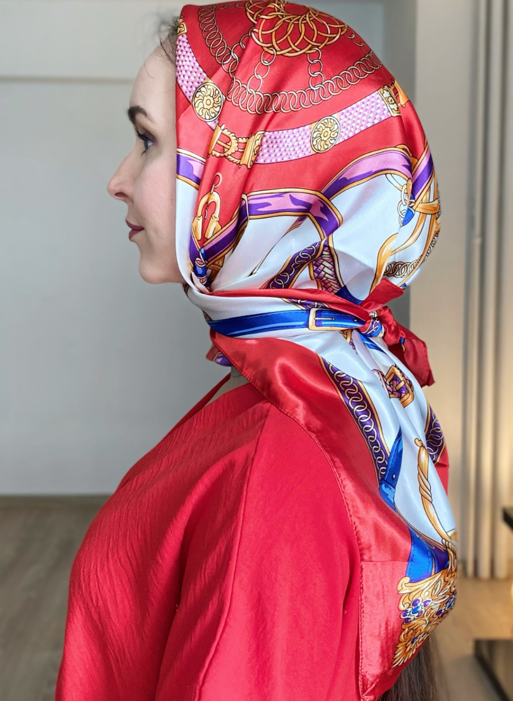 how to style a square satin scarf